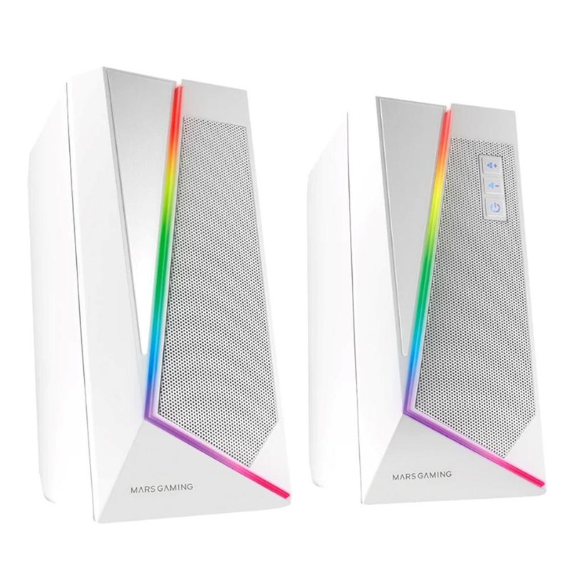 Mars Gaming ALTAVOCES 2.0 BLUETOOTH 5.0 MS7 WHITE 20W RMS ILUMINACION RGB DINAMICO PROCESADOR DSP Mars Gaming ALTAVOCES 2.0 BLUETOOTH 5.0 MS7 WHITE 20W RMS ILUMINACION RGB DINAMICO PROCESADOR DSP