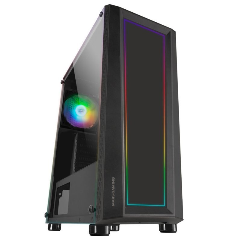Mars Gaming MC-ART Negro, Caja PC Gaming ATX, Doble Cristal Templado Dibujable, ARGB 12 Modos, Ventilador 12cm