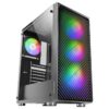 Mars Gaming MC-F, Semitorre Gaming ATX, Ventana Completa Cristal Templado, Frontal Metal-Mesh, 4X Ventiladores ARGB 120mm, Negro