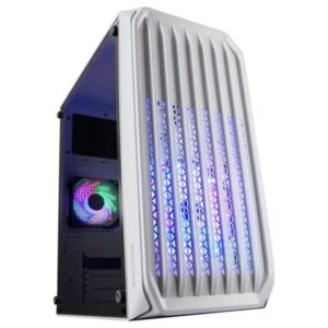 Mars Gaming MC-S2, Caja PC Compacta Gaming Micro-ATX, 2 Ventiladores FRGB Raibow con Rejilla Frontal, Ventana Lateral Completa, Blanco