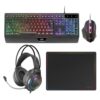 Mars Gaming MCP124PRO, Combo Gaming 4en1, Teclado RGB H-Mech con Reposamuñecas, Ratón RGB 3200DPI y Switches HUANO, Auriculares FRGB, Alfombrilla Nanotextil 36x26cm, Multiplataforma, Español, Negro