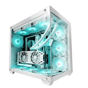 Mars Gaming MCV4 Blanco, Torre Gaming Custom XXL E-ATX, Ventana Cristal Templado Lateral y Frontal Sin Marco, Estructura Modular Doble Cámara