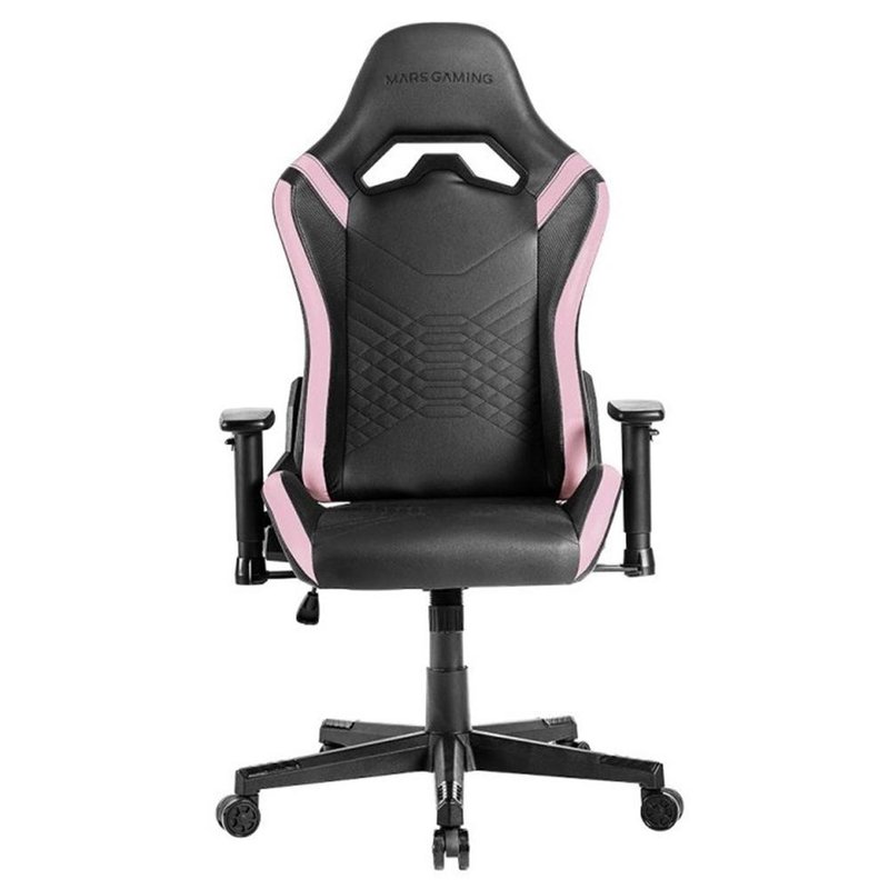 Mars Gaming MGC-PRO, Silla Gaming Profesional, Acabado Cuero PU, Reposabrazos 2D y Respaldo Reclinable 135°, Cojines Lumbar y Cervical Soft-Touch, Ruedas XL y Pistón Gas Clase 4, Rosa