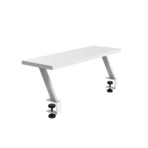 Mars Gaming MGDS, Soporte Elevador Monitor, Eleva el Monitor 17cm, Soporte de Mesa Ergonómico en Acero, Tablero Fibra Carbono 60x20cm, Soporte Pantalla para Escritorios de 10 a 33mm de Grosor, Blanco