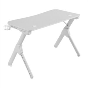 Mars Gaming MGD, Mesa Ergonómica Gaming, Soporte Auriculares y Bebidas, Escritorio PC, 110x60cm, Blanco