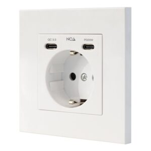 NANOCABLE BASE ENCHUFE PARED TOMA SCHUKO 2USB-C PD20W,BLANCO