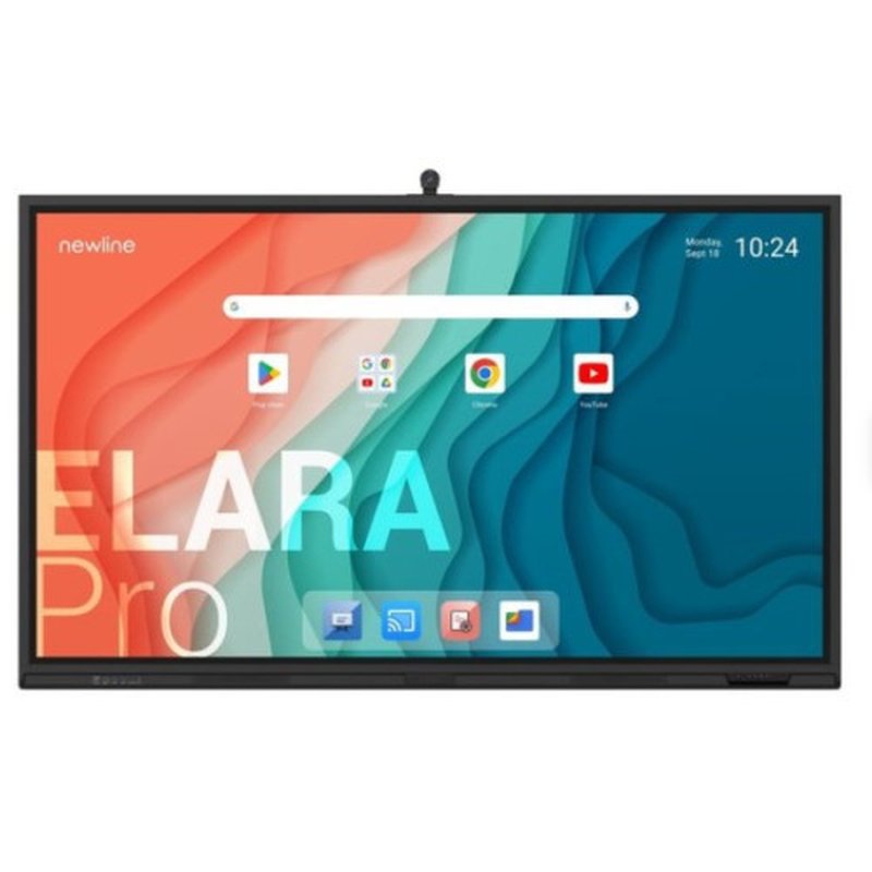 NEWLINE MONITOR INTERNATIVO ELARA PRO (TT-6523QCA+) 65", ANDROID 13, GOOGLE EDLA, CAMARA 4K, 8 MIC, MULTI USUARIO, 2X20W+SUB15W, WIFI 6 + BL, NFC, USB-C 100W, USB-C OUT, 16GB Y 320GB, 40 PT, NEWLINE APPS, OPS PC Y SDM OPC, 5 AÑOS DE GARANTIA ON SITE