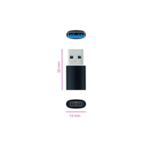Alternative view of Nanocable Adaptador USB-A 3.1 a USB-C, USB-A/M-USB-C/H, Negro