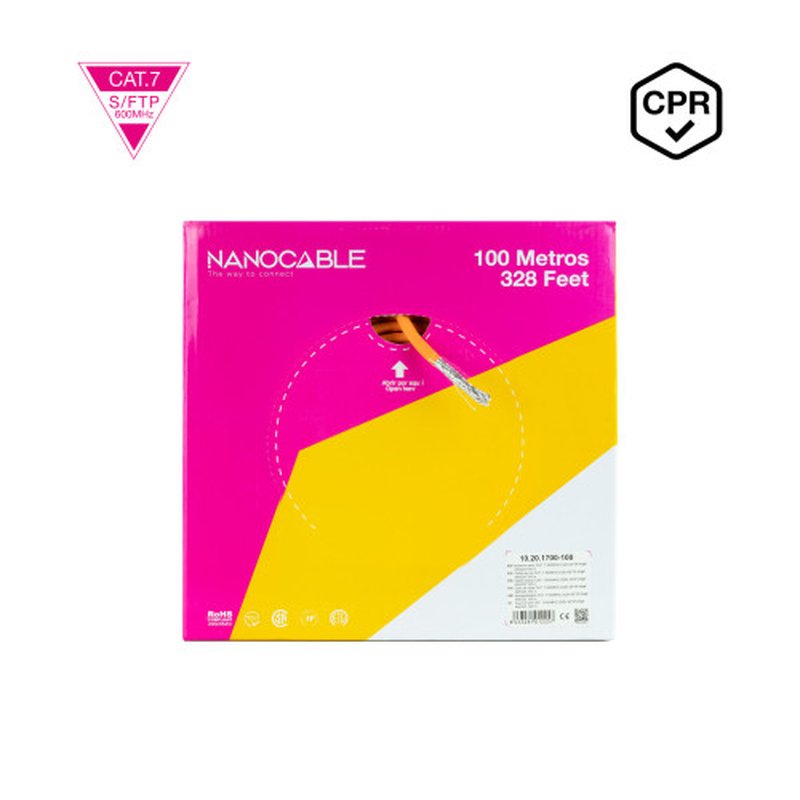 Nanocable Cable de Red CAT.7 LSZH SFTP PIMF AWG23, Naranja, 100 m - Imagen 3