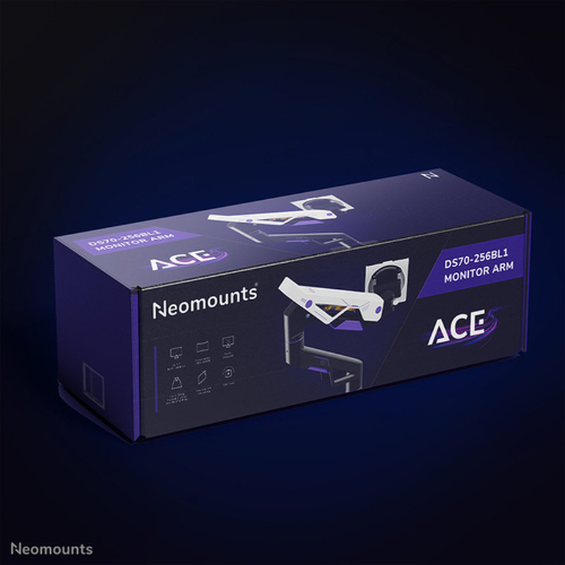 Neomounts DS70-256BL1 Brazo de monitor gaming 24-57" - resorte de gas - Topfix - Tope-a-180° - Imagen 20