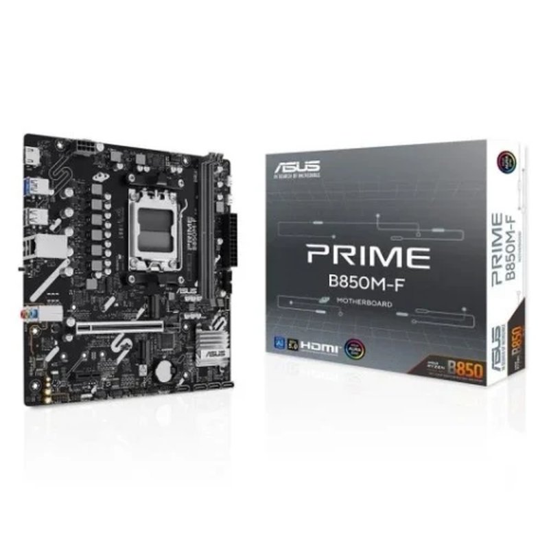 PLACA ASUS PRIME B850M-F,AMD,AM5,B850,2DDR5,128GB,1HDMI,4SATA3+2M.2,GBLAN,5USB3.2,MATX PLACA ASUS PRIME B850M-F,AMD,AM5,B850,2DDR5,128GB,1HDMI,4SATA3+2M.2,GBLAN,5USB3.2,MATX