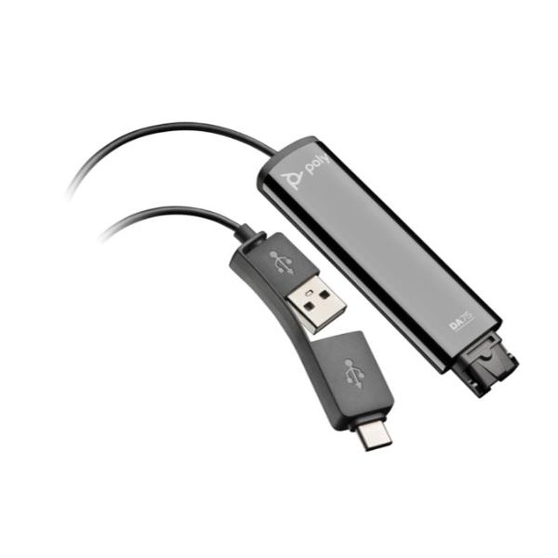 POLY Adaptador negro DA75 USB a QD compatible con TAA