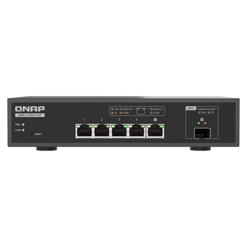QNAP QSW-L3205-1C4T 4 Gestionado 10G Ethernet (100/1000/10000) Escritorio Negro