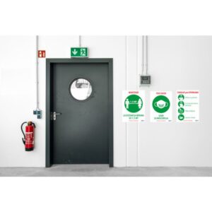 SEÑALES ADHESIVOS PREIMPRESO "MANTENER DISNTACIA MINIMA DE 1,5 MT" SOBRE DE 2 HOJAS EN A4 AVERY AV_KITCOVID4_ES