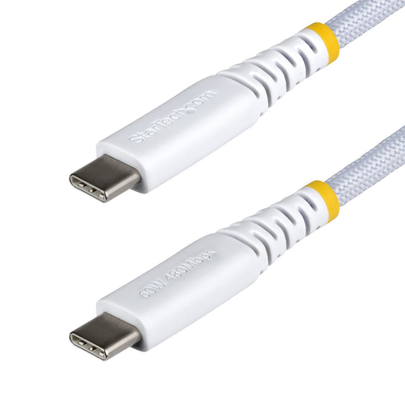StarTech.com Cable de Carga USB-C Trenzado de 1m - Cable Cargador USB Tipo C para Portátil - Cable Resistente para Carga de Dispositivos - Trenzado de Nailon TPE - USB 2.0 - PD 60W 3A - Blanco StarTech.com Cable de Carga USB-C Trenzado de 1m - Cable Cargador USB Tipo C para Portátil - Cable Resistente para Carga de Dispositivos - Trenzado de Nailon TPE - USB 2.0 - PD 60W 3A - Blanco