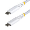StarTech.com Cable de Carga USB-C Trenzado de TPE y Nailon de 15cm - Cable Cargador USB Tipo C - - Cable Cargador para Portátil o Tablet - Cable de Servicio Pesado - USB 2.0 - PD 60W 3A - Blanco