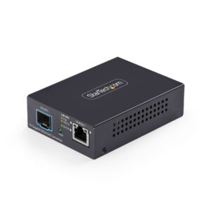 StarTech.com Conversor de Medios de Fibra Óptica Multigigabit 10GbE con SFP+ Abierto - Cobre a SFP+ 10GBASE-X - 10G/5G/2,5G/1G/100M - Monomodo - Multimodo - Tramas Jumbo de 16K - TAA