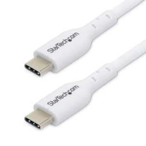 StarTech.com Paquete de 2 Cables USB-C de Carga de 1m - Cable USB Tipo C Cargador para Portátiles - USB 2.0 - PD 60W 3A - Recubrimiento de TPE - Blanco - para MacBook Air, iPhone 16 Pro Max/15
