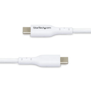 StarTech.com Paquete de 2 Cables USB-C de Carga de 2m - Cable USB Tipo C Cargador para Portátiles - USB 2.0 - PD 60W 3A - Recubrimiento de TPE - Blanco - para MacBook Air, iPhone 16 Pro Max/15
