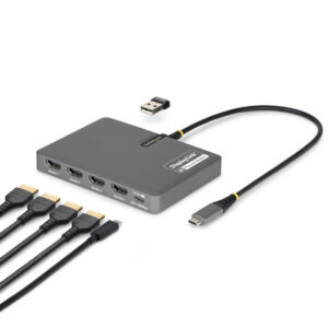 StarTech.com QUAD-USB-HDMI-ADAPT base para portátil y replicador de puertos Alámbrico USB 3.2 Gen 1 (3.1 Gen 1) Type-C Gris