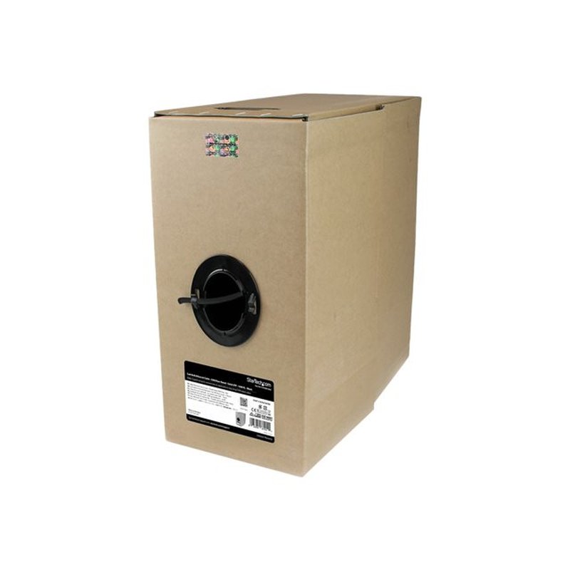 StarTech.com Rollo Bobina Bulk de 304,8m de Cable de Red Gigabit Ethernet Cat6 Sólido Certificado CMR - Cable Cat 6 Negro