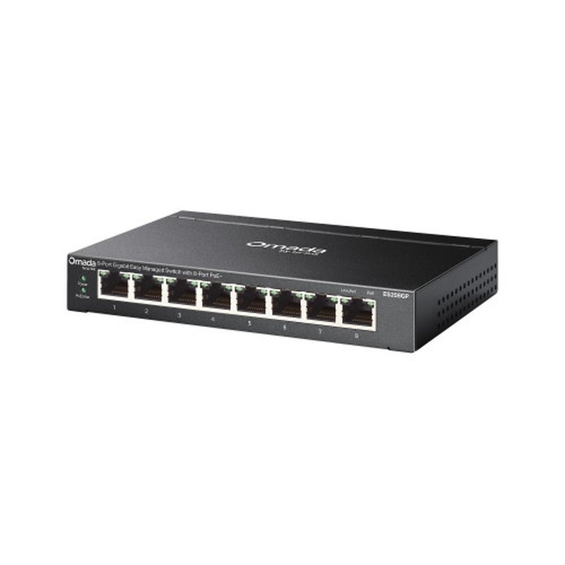 TP-Link Omada ES208GP switch Gestionado L2 Gigabit Ethernet (10/100/1000) Energía sobre Ethernet (PoE) DIN rail Negro - Imagen 3