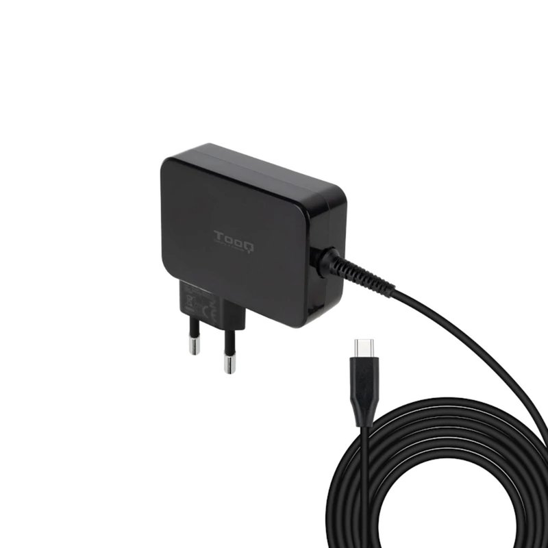 TooQ Cargador de portátil GAN USB-C PD3.0 90W, Negro
