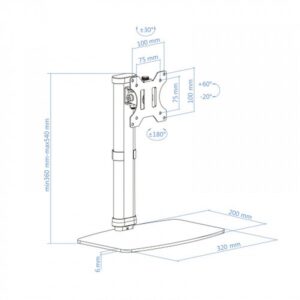 TooQ DB1127TN-B soporte para monitor 68,6 cm (27") Negro Escritorio