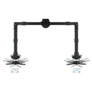 TooQ Soporte de Mesa Giratorio e Inclinable para 2 Pantallas (Monitor / TV Plasma / LCD / LED) 13” – 32”, de Dos Brazos, Negro TooQ Soporte de Mesa Giratorio e Inclinable para 2 Pantallas (Monitor / TV Plasma / LCD / LED) 13” – 32”, de Dos Brazos, Negro