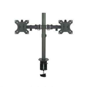 TooQ Soporte de Mesa Giratorio e Inclinable para 2 Pantallas (Monitor / TV Plasma / LCD / LED) 13” – 32”, de Dos Brazos, Negro TooQ Soporte de Mesa Giratorio e Inclinable para 2 Pantallas (Monitor / TV Plasma / LCD / LED) 13” – 32”, de Dos Brazos, Negro