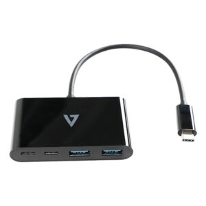 Alternative view of V7 USB-C macho a 2 x USB A hembra, 2 x USB-C concentrador hembra USB 3.2 Gen1 5 Gbps negro