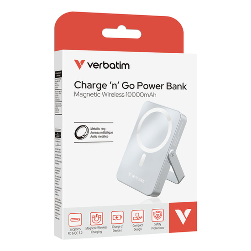Verbatim Charge 'n' Go Magnetic Wireless Polímero de litio 10000 mAh Cargador inalámbrico Azul - Imagen 3