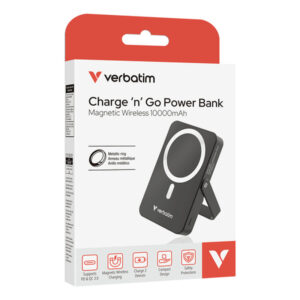 Verbatim Charge 'n' Go Magnetic Wireless Polímero de litio 10000 mAh Cargador inalámbrico Negro Verbatim Charge 'n' Go Magnetic Wireless Polímero de litio 10000 mAh Cargador inalámbrico Negro