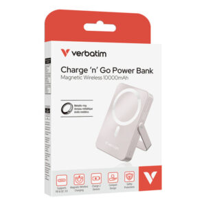 Verbatim Charge 'n' Go Magnetic Wireless Polímero de litio 10000 mAh Cargador inalámbrico Rosa