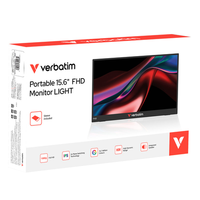 Verbatim Portable 15.6" FHD Monitor LIGHT Monitor portátil Negro 39,6 cm (15.6") LCD 1920 x 1080 Pixeles - Imagen 6