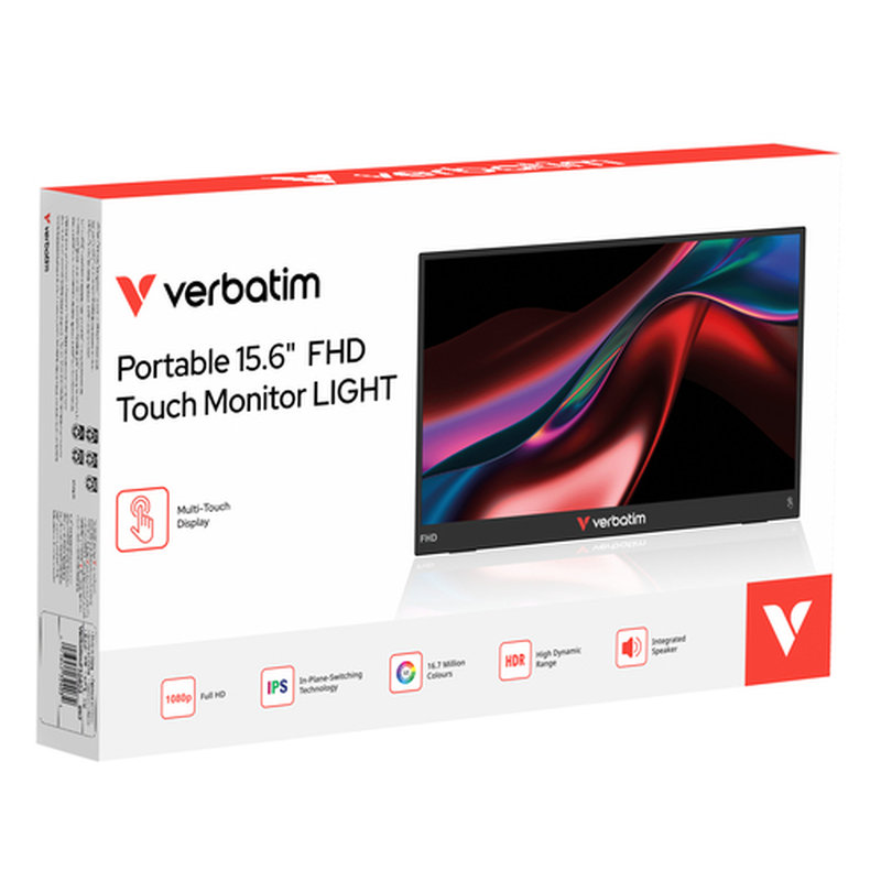 Verbatim Portable 15.6" FHD Touch Monitor LIGHT Monitor portátil Negro 39,6 cm (15.6") LCD 1920 x 1080 Pixeles - Imagen 6