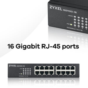 Zyxel GS1100-16 No administrado Gigabit Ethernet (10/100/1000) Negro