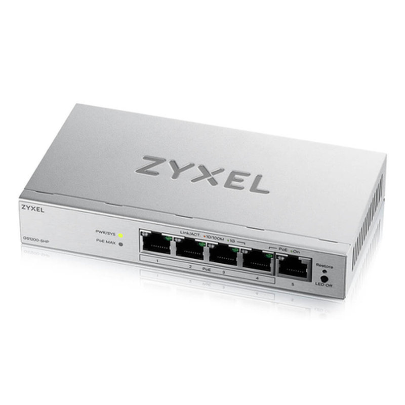 Zyxel GS1200-5HPV3 Gestionado L2 Gigabit Ethernet (10/100/1000) Energía sobre Ethernet (PoE) Escritorio Gris
