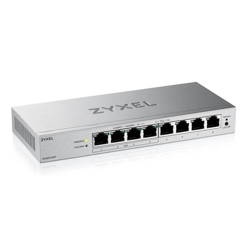 Zyxel GS1200-8HPV3 Gestionado L2 Gigabit Ethernet (10/100/1000) Energía sobre Ethernet (PoE) Escritorio Gris - Imagen 2