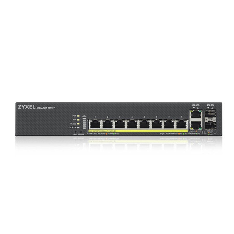 Zyxel GS2220-10HP-EU0101F switch Gestionado L2 Gigabit Ethernet (10/100/1000) Energía sobre Ethernet (PoE) Negro - Imagen 2