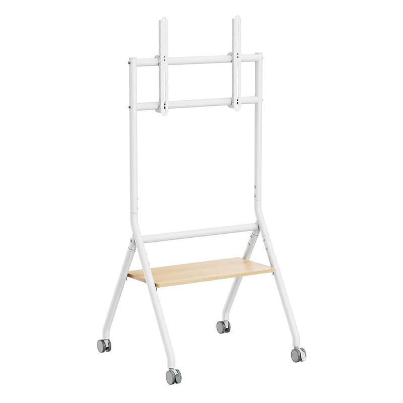 AISENS Soporte de suelo eco con rueda, 1 bandeja para pantalla interactiva/TV 80kg de 37-86, Blanco+Madera AISENS Soporte de suelo eco con rueda, 1 bandeja para pantalla interactiva/TV 80kg de 37-86, Blanco+Madera