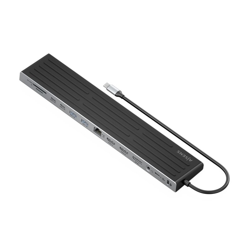 AISENS USB-C Dock 13 en 1, USB-C A 2xHDMI, 1xDisplayPort, 1xRJ45, 3xUSB-A, 2xUSB-C, 1xUSB-C PD, 1xSD, 1xMicro SD, 1xAudio, 1xRanura Kensington, 30cm