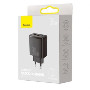 BASEUS COMPACT QUICK CHARGER 2U+C 30W EU BLACK