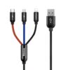 BASEUS THREE PRIMARY COLORS 3-IN-1 CABLE USB FOR M+L+T 3.5A 1.2M BLACK