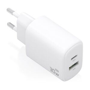 CARGADOR AISENS GAN 30W 1XUSB-C PD3.0 QC4.0 1XUSB-A QC3.0 BLANCO