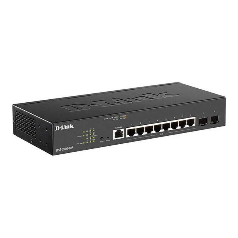 D-Link DGS-2000-10P switch Gestionado L2/L3 Gigabit Ethernet (10/100/1000) Energía sobre Ethernet (PoE) 1U Negro