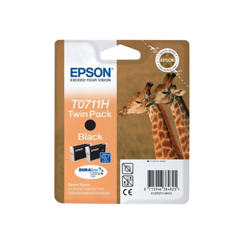Epson Giraffe Doble juego de cartuchos Negro T0711H Tintas DURABrite Ultra