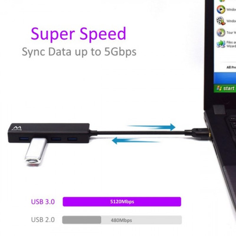 Ewent EW1136 hub de interfaz USB 3.2 Gen 1 (3.1 Gen 1) Type-A 480 Mbit/s Negro - Imagen 3