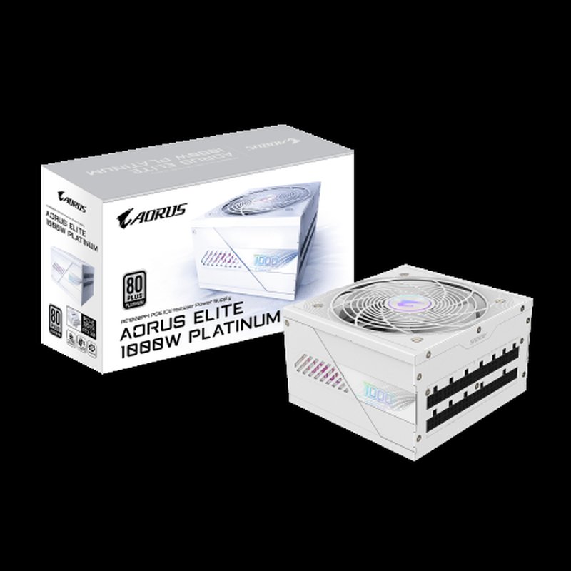GIGABYTE AORUS ELITE P1000W ICE Fuente de Alimentación - PCIe 5.0, 80 PLUS Platinum, Diseño completamente modular, Ventilador de 120 mm, Compatible con ATX 3.0, Enchufe UE GIGABYTE AORUS ELITE P1000W ICE Fuente de Alimentación - PCIe 5.0, 80 PLUS Platinum, Diseño completamente modular, Ventilador de 120 mm, Compatible con ATX 3.0, Enchufe UE
