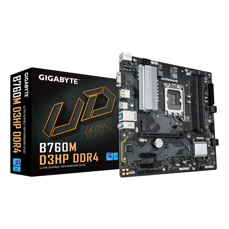 GIGABYTE B760M D3HP DDR4 - Compatible con CPUs Intel Core de 14ª generación, VRM Digital 4+1+1 fases, hasta 5333MHz DDR4 (OC), 2xPCIe 4.0 M.2, LAN GbE, USB 3.2 Gen1